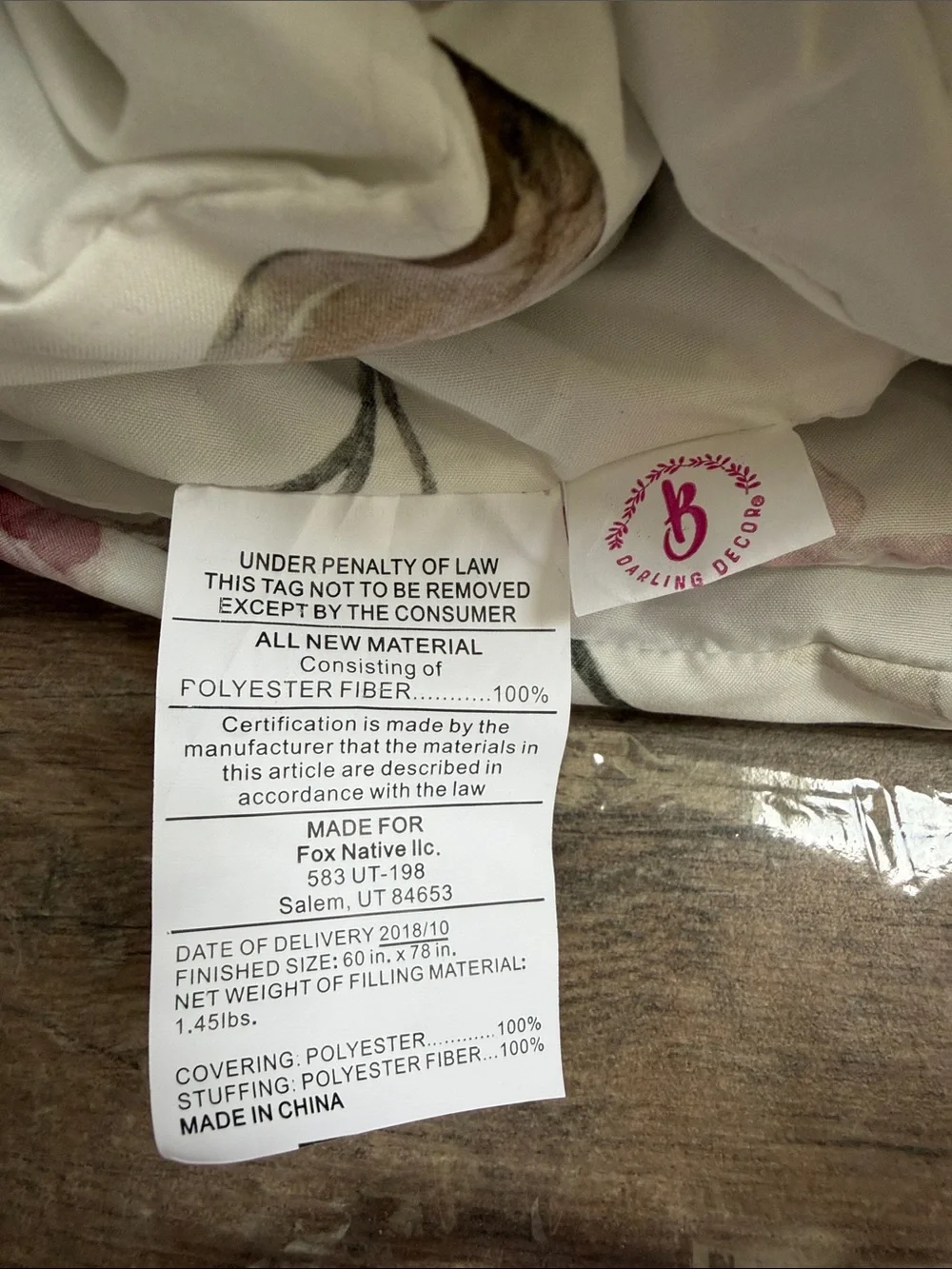 Floral Printed Comforter - White with Pink Accents from Loomwell